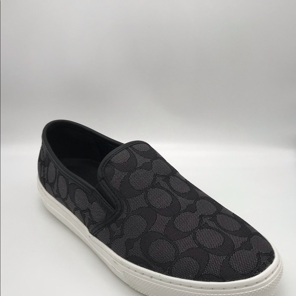 COACH BLACK SMOKE/ BLACK SIG. C LEATHER SNEAKERS STYLE G1909 SIZE 8.5B - Picture 2 of 7